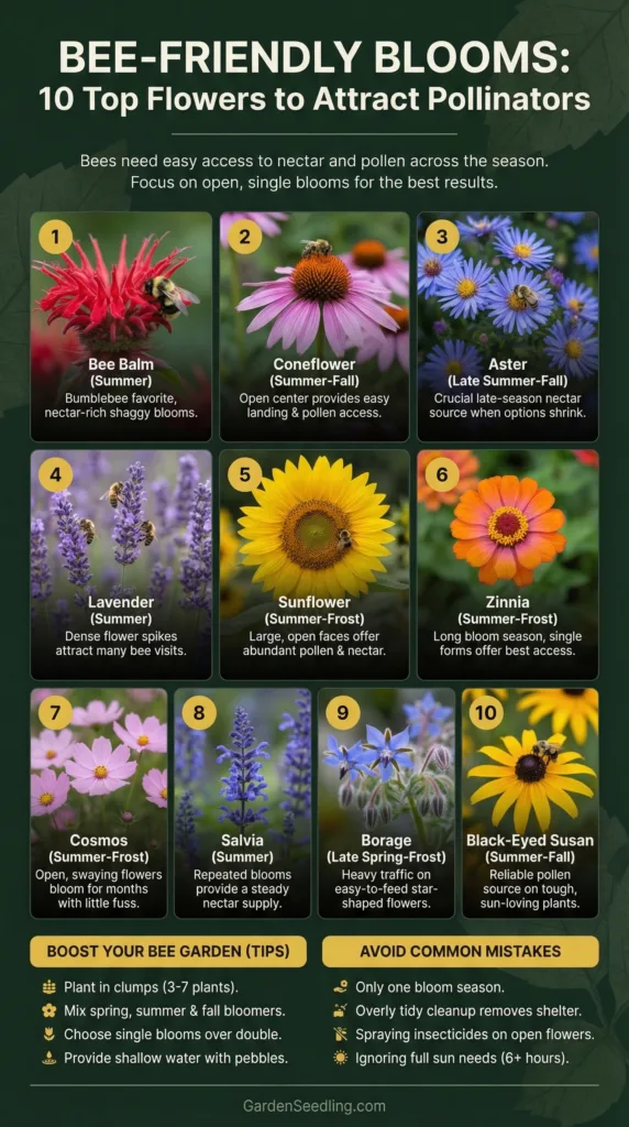 A close-up of vibrant daisies and bee on a flower, showcasing pollinator-friendly blooms for bees.