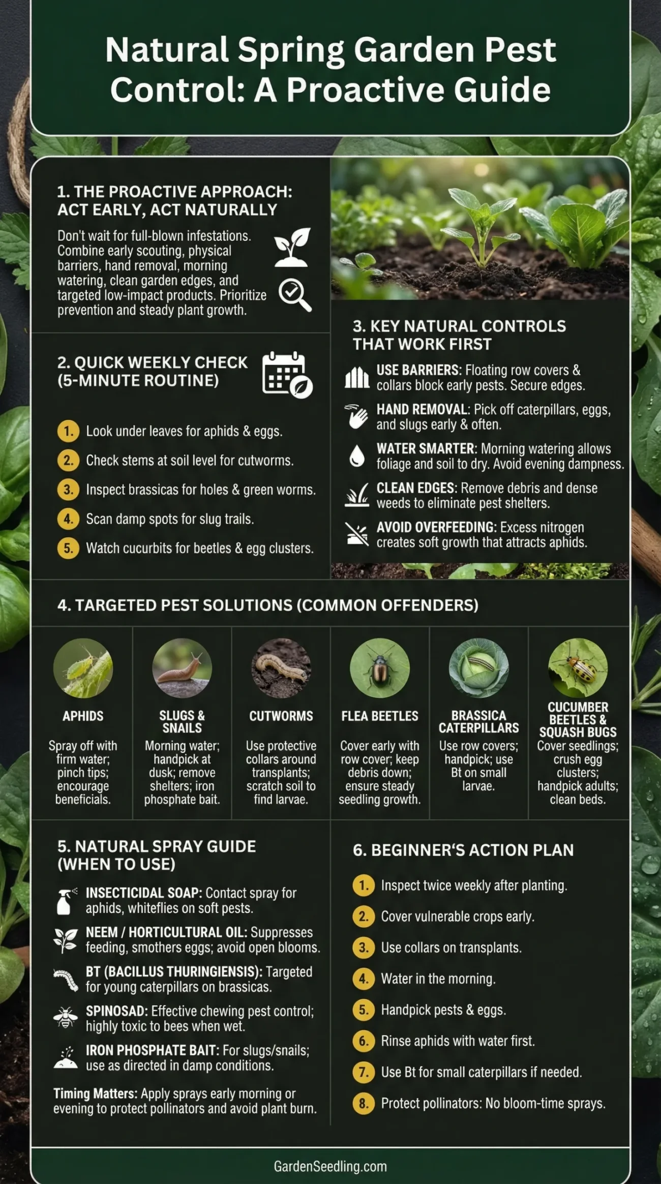 A gardener wearing gloves tends to blooming flowers in a spring garden.