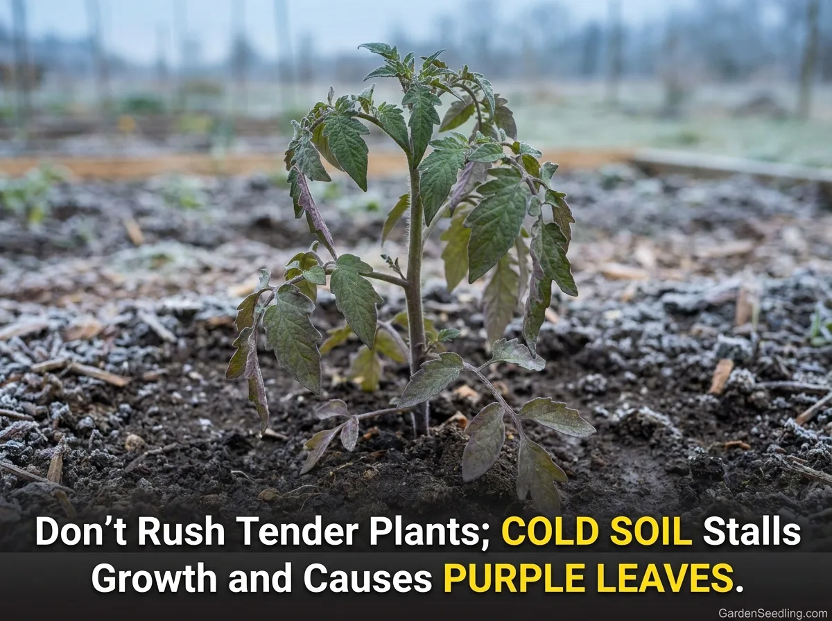 A young plant struggling to grow amid soil, illustrating common beginner gardening mistakes that affect plant health.