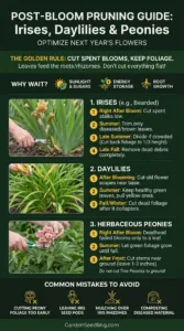 When to Cut Back Irises, Daylilies, and Peonies After Blooming