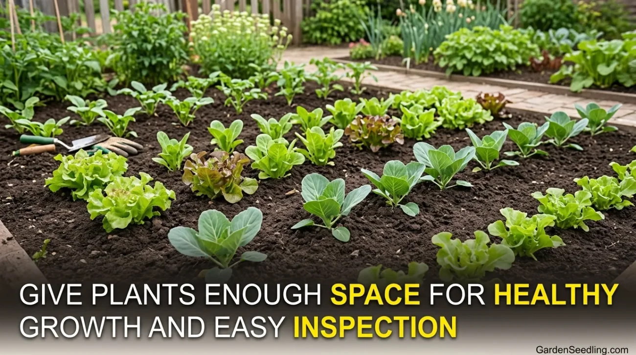 Close-up of a vegetable garden with healthy leafy greens showing no signs of cabbage worm damage.